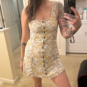 American Eagle Outfitters Yellow and White Floral Mini Dress